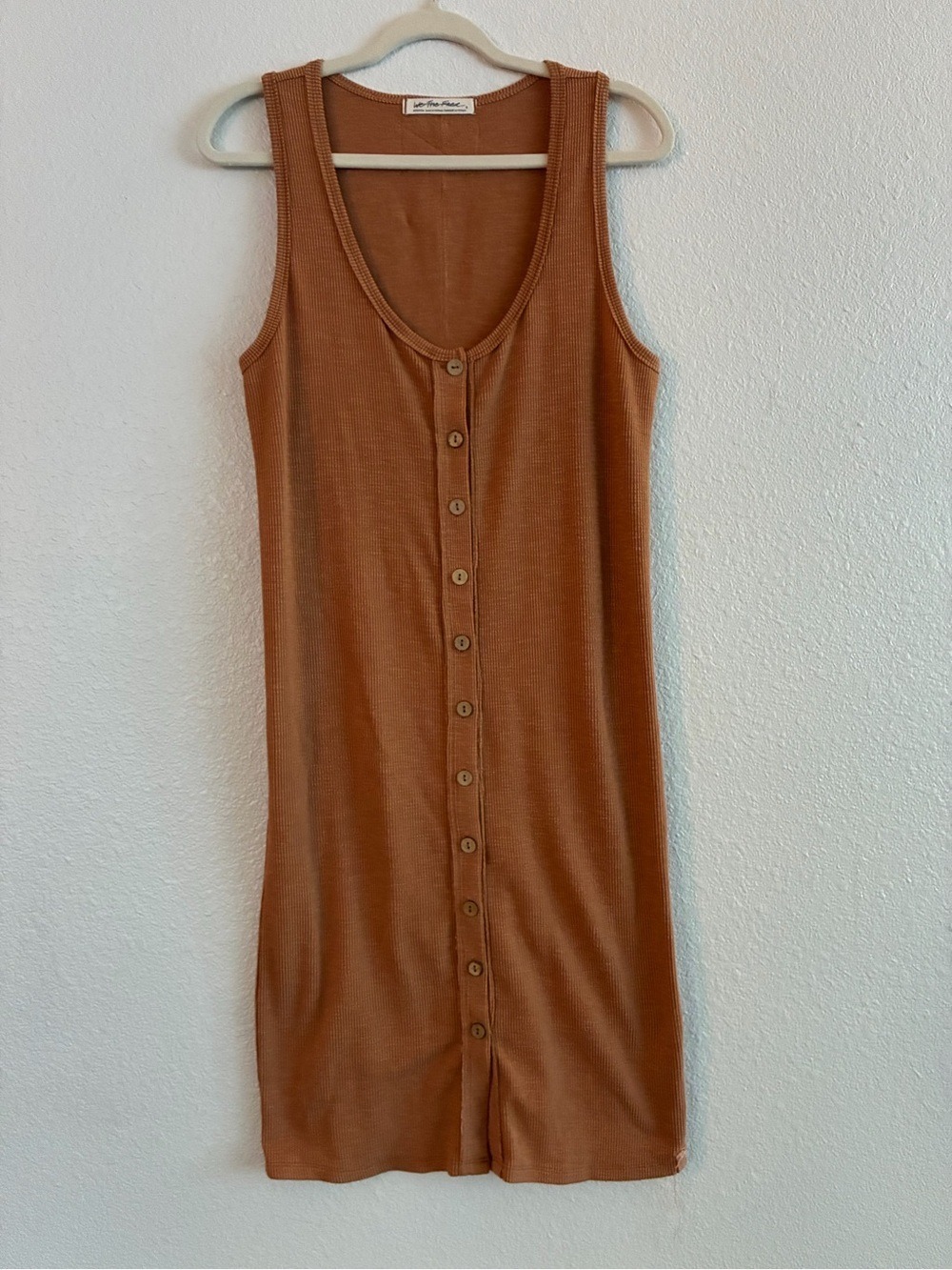We the Free | Free People | Ribbed Button-Front Tank Dress in Brown | Medium